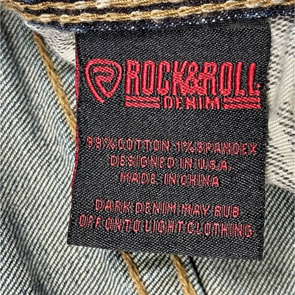 Rock & Roll Denim Relaxed Straight Leg Jeans Double‎ Barrel Dark Wash 30x30 - Picture 4 of 10